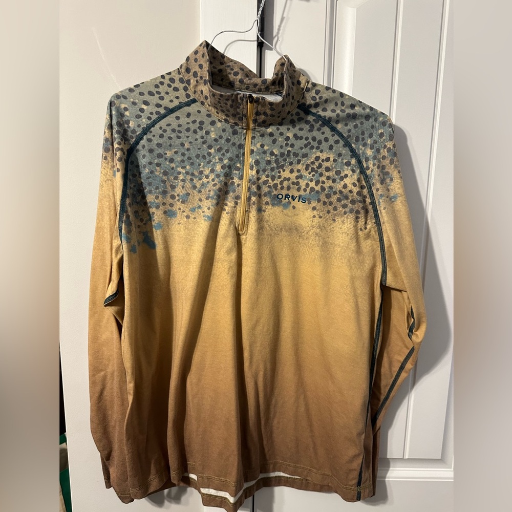 Orvis Tan and Gray Patterned ¼ Zip Men’s